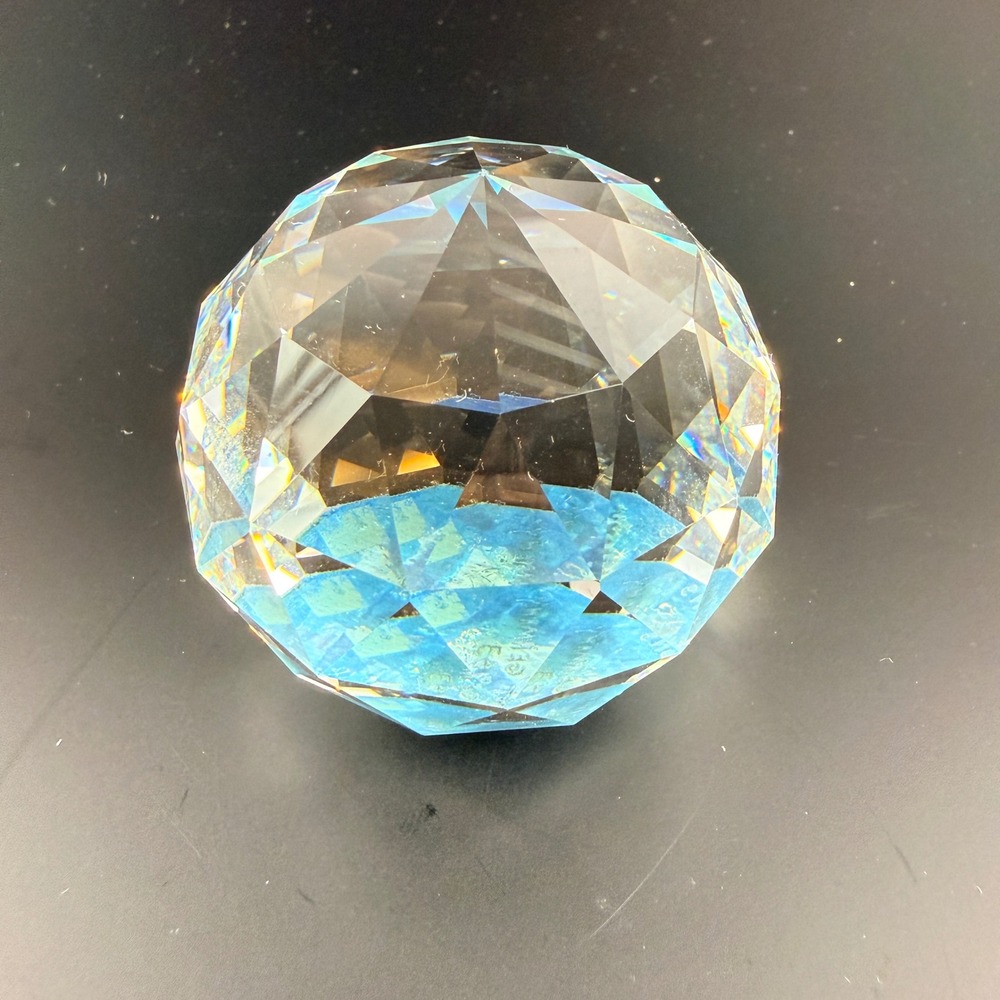 Reflections West Germany 1983 Faceted Crystal Ball Paperweight 2 Inch Vintage